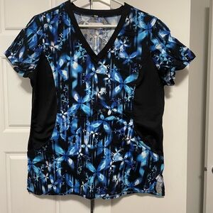 White Cross Black and Blue Graphic Fitted Tee